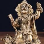 Pure Brass Bhajan Hanuman Idol | 4.5" x 3.5" x 2.5" (11.4 x 8.9 x 6.4 cm) | 700g Devotional Art | Compact Sacred Murti | Premium Collection